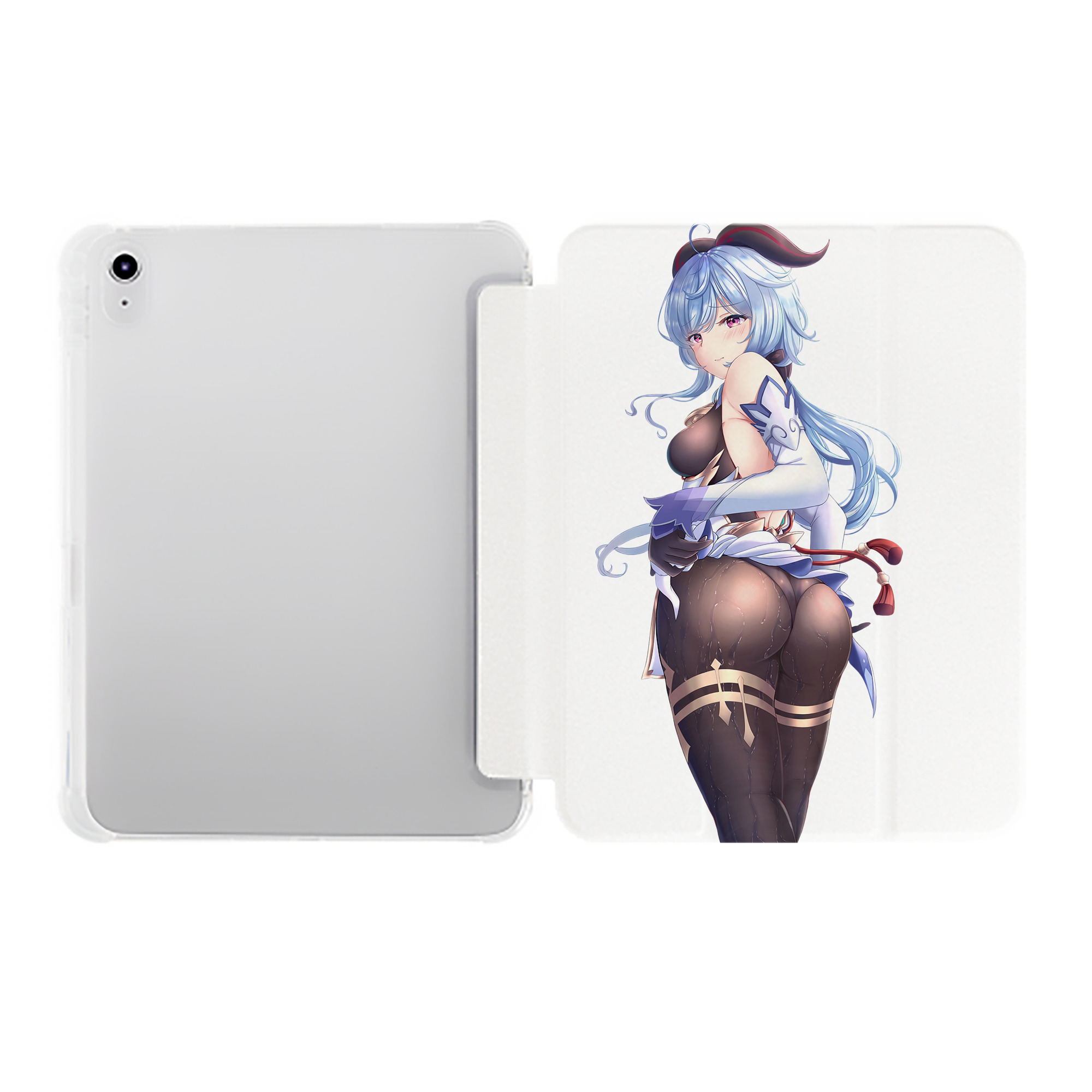 げんし神 甘雨 かんう genshin Ganyu IPad ケース ペン収納付き 三つ折りスタンド PUレザー×シリコン 対応機種9.5/10.5/10.9インチ
